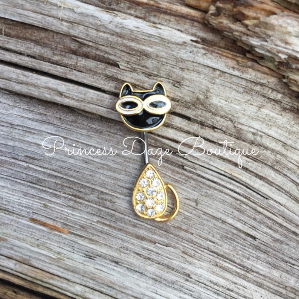 Gold Cat Belly Button Navel Ring